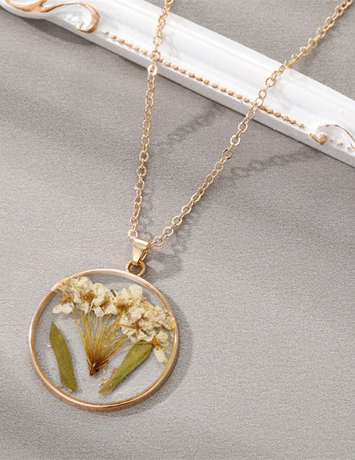 Fashion May Lily Of The Valley 7 Resin Preserved Flower Round Necklace