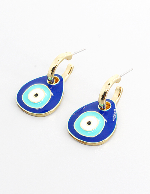 Fashion Blue Alloy Drip Oil Eye Earrings