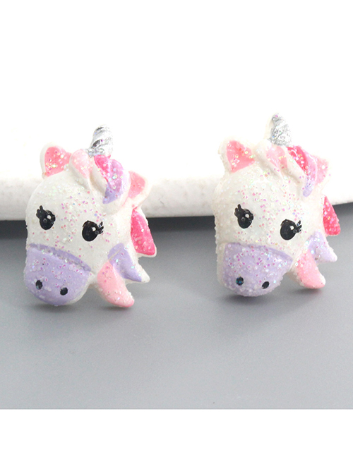 Fashion Pony Resin Glitter Unicorn Stud Earrings