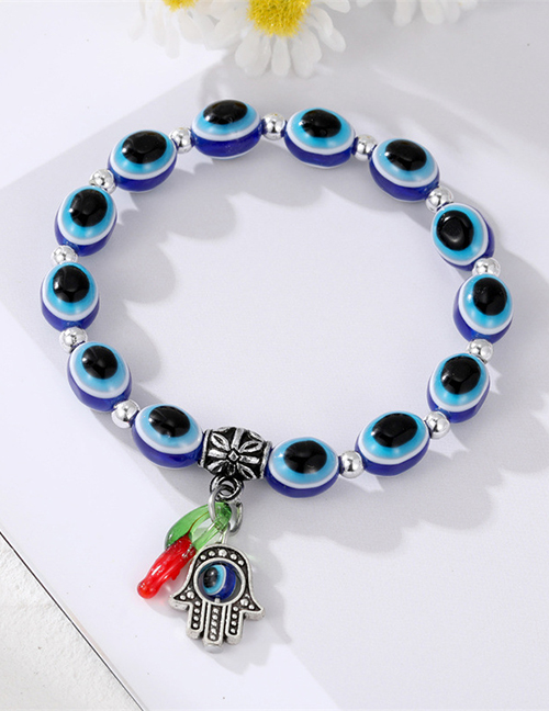 Fashion Blue Pendant Resin Geometric Ball Eye Beaded Palm Bracelet