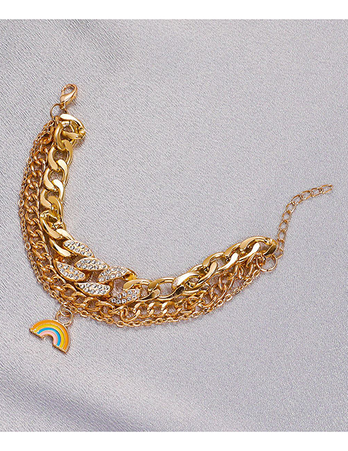 Fashion Gold Alloy Diamond Chain Drop Oil Rainbow Bracelet