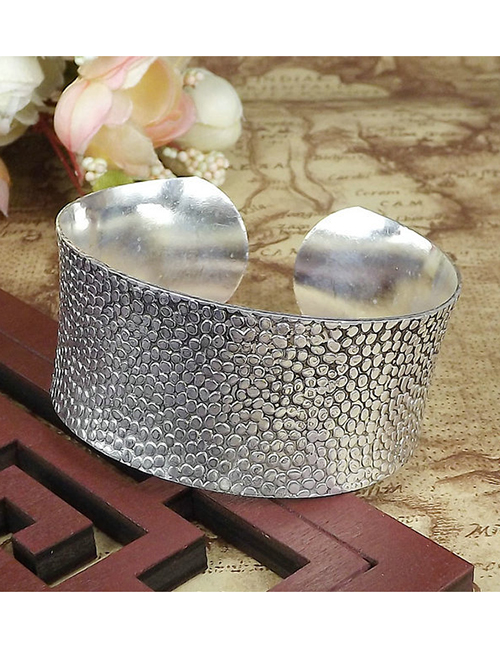 Fashion Silver Alloy Concave Open Bracelet