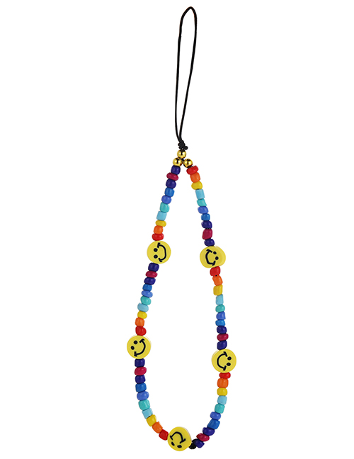 Fashion Twenty Three# Geometric Beads Smiley Beaded Phone Bracelet