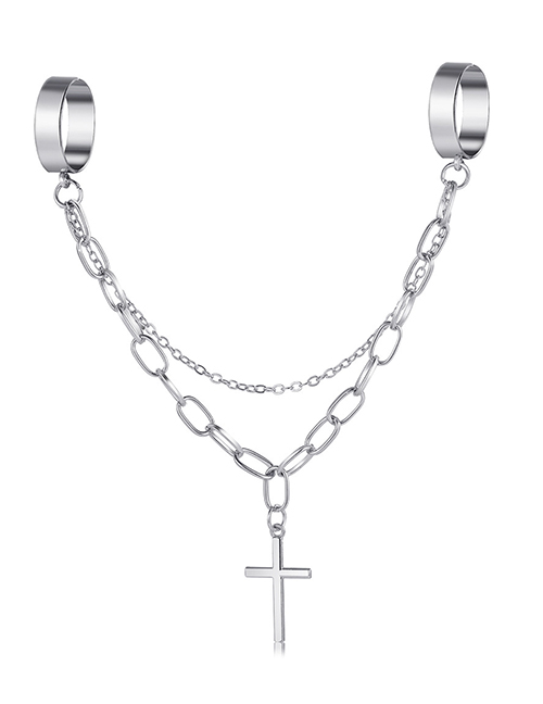 Fashion 3# Cross Chain Link Ring