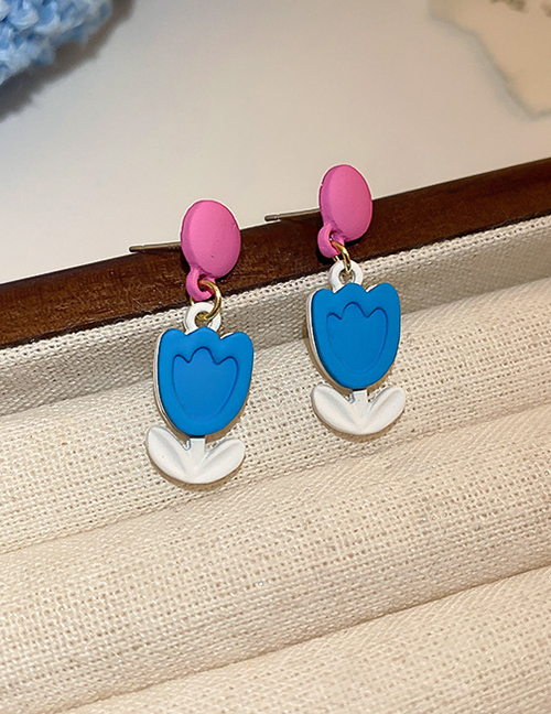 Fashion Blue Alloy Geometric Tulip Stud Earrings