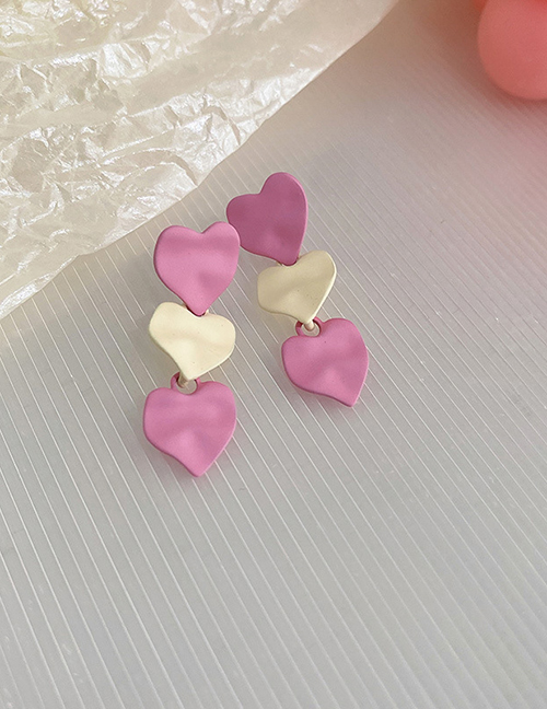 Fashion 12#three Love Alloy Geometric Heart Stud Earrings