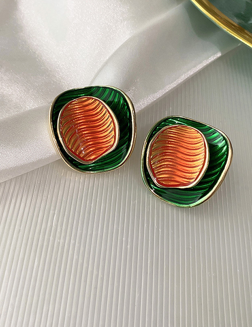 Fashion 13# Orange Alloy Geometric Square Stud Earrings
