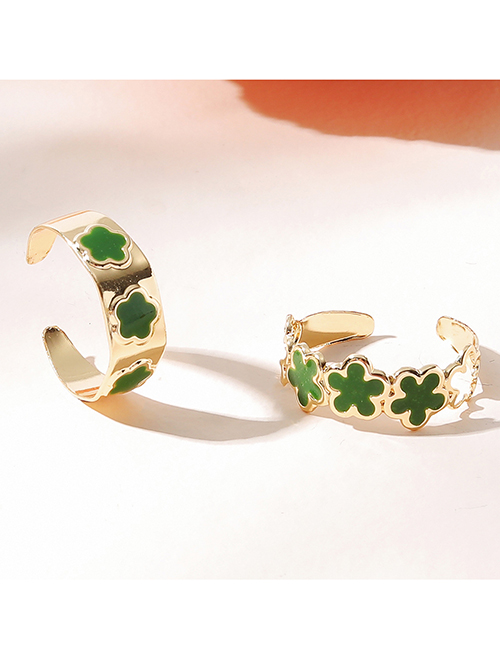 Fashion Gold Alloy Drip Oil Flower Ring Set
