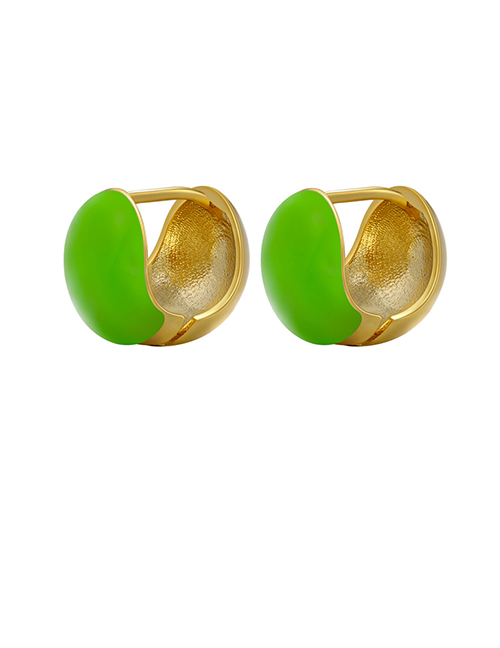 Fashion 1 Pair Of Golden Green Copper Drop Oil Ball Earrings