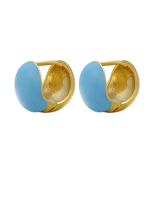 Fashion Gold Sky Blue 1 Pair Copper Drop Oil Ball Earrings