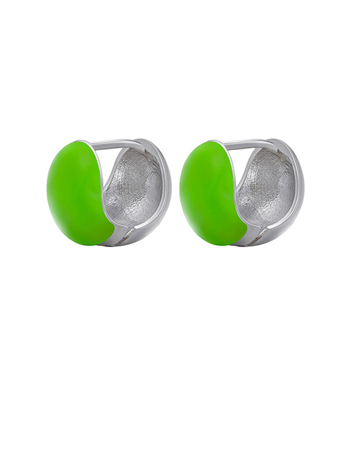 Fashion 1 Pair Of White Gold Green Copper Drop Oil Ball Earrings