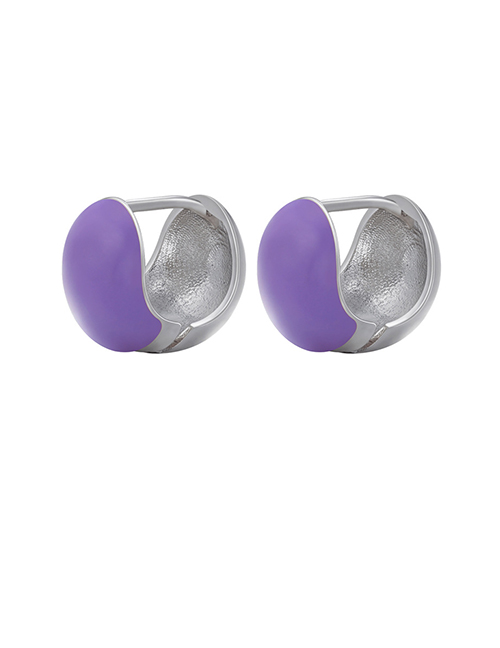 Fashion 1 Pair Of White Gold Light Purple Copper Drop Oil Ball Earrings