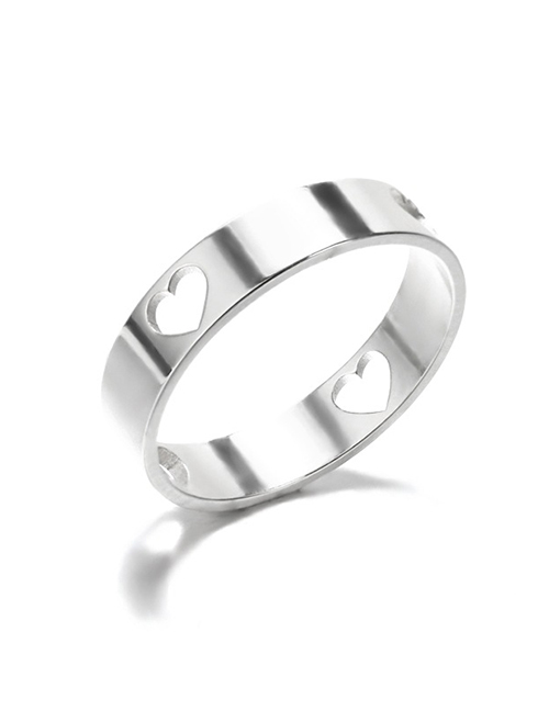 Fashion Platinum Titanium Steel Cutout Heart Ring