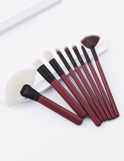 Fashion Maroon Set Of 8 Maroon Professional Makeup Brushes