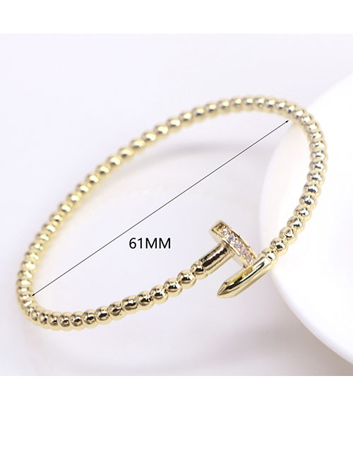 Fashion 4# Brass Gold Plated Bead Geometric Open Bracelet
