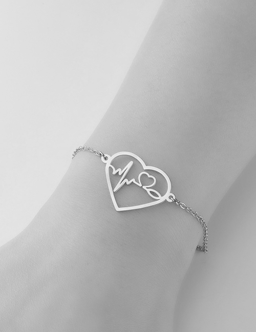 Fashion 10# Titanium Steel Heart Bracelet