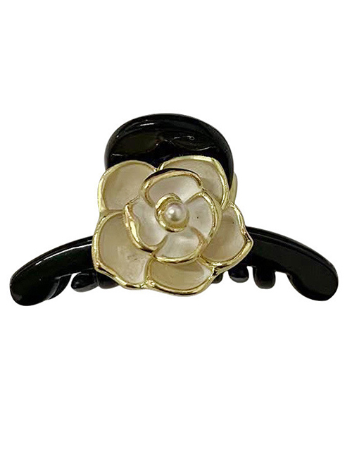 Fashion Black Pearl Camellia Clip