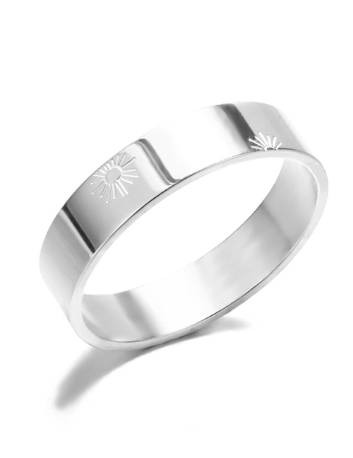Fashion Sun - Platinum Stainless Steel Engraved Sun Ring