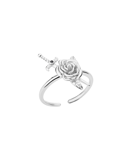 Fashion Silver Pure Copper Rose Sword Ring