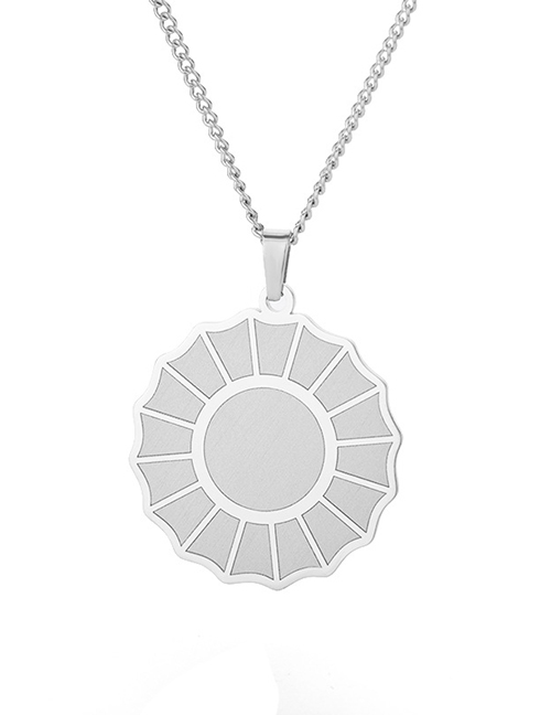 Fashion 2 - Platinum Stainless Steel Geometric Round Necklace