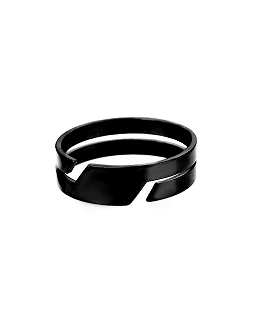Fashion Gun Black Stainless Steel Geometric Cutout Ring