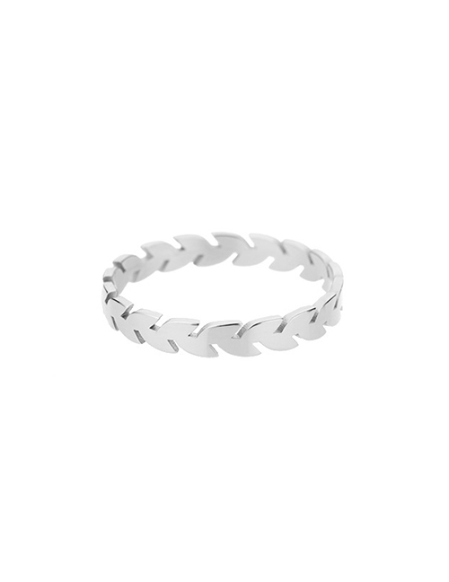 Fashion 4 Platinum Stainless Steel Geometric Leaf Ring