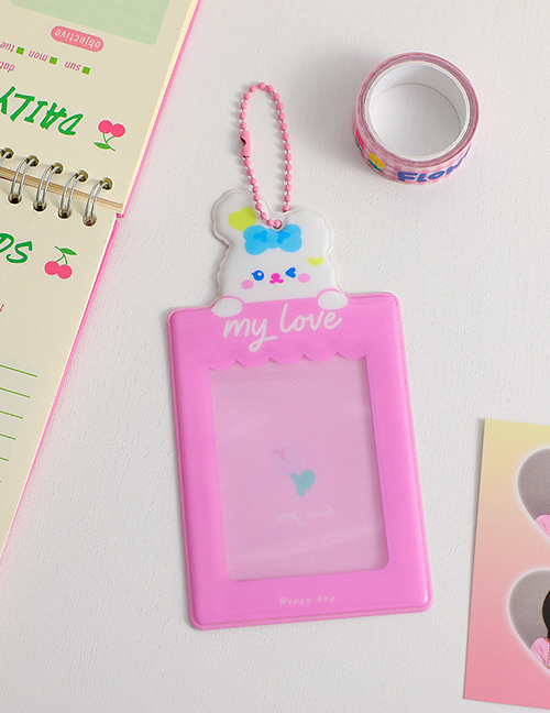 Fashion Pink Bunny Cartoon Transparent Card Holder