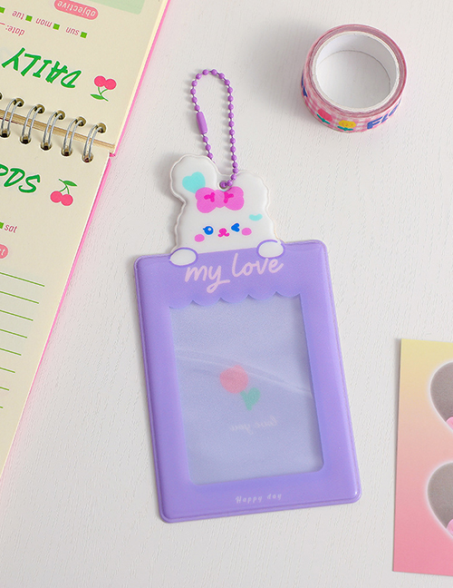 Fashion Purple Bunny Cartoon Transparent Card Holder