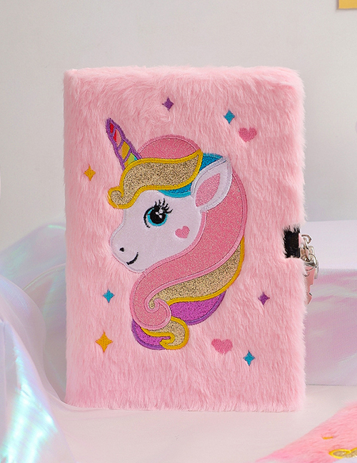 Fashion Pink Cartoon Unicorn Plush Notebook