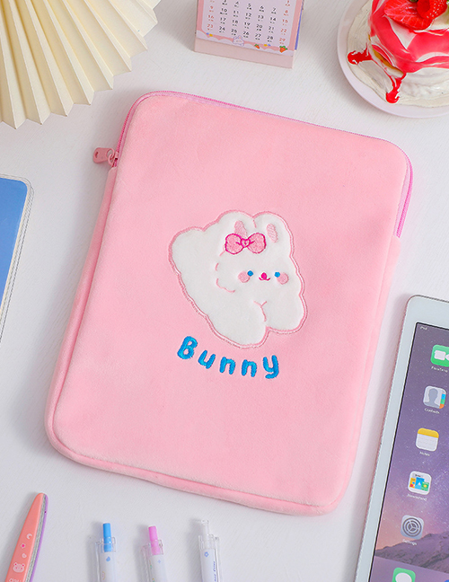 Fashion Pink Rabbit (universal 9.7-11 Inch Ipad) Cartoon Plush Tablet Storage Bag