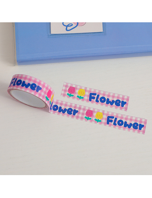 Fashion Pink Plaid Flowers Cartoon Washi Tape
