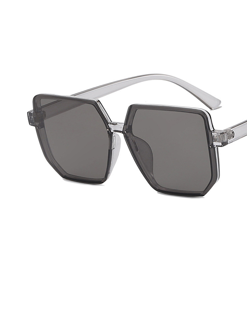 Fashion Transparent Grey All Grey Pc Square Large Frame Sunglasses