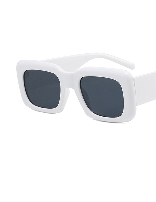 Fashion Solid White Ash Pc Square Large Frame Sunglasses