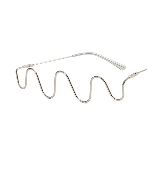 Fashion Silver White Pc Wave Lensless Glasses Frame