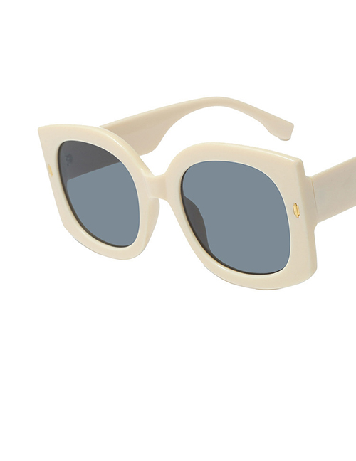 Fashion Beige Ash Flakes Rice Nail Large Frame Sunglasses
