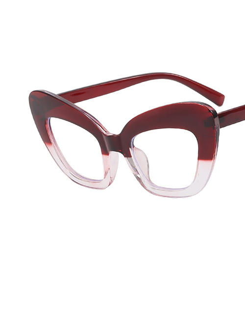 Fashion Deep Wine Red On Top Transparent On The Bottom Pc Cat Eye Large Frame Flat Mirror