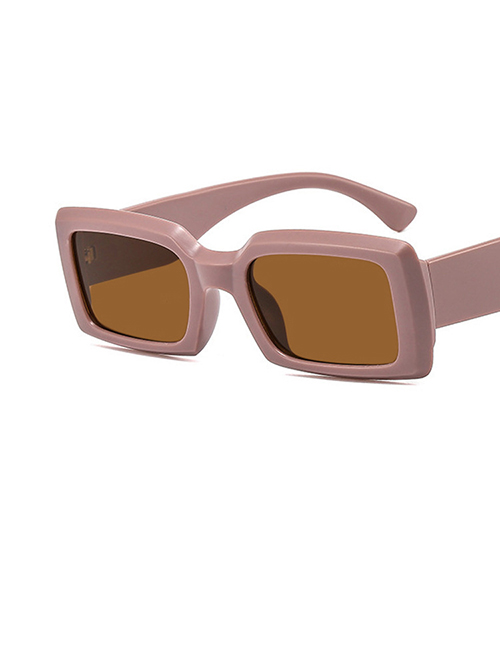 Fashion Solid Powder Tea Pc Frosted Rectangular Sunglasses