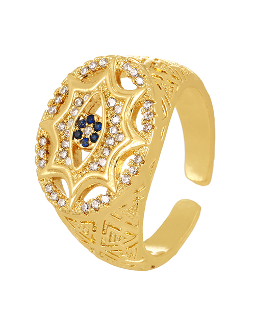 Fashion Gold-2 Bronze Zircon Eye Ring