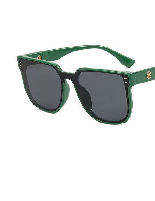Fashion Green Frame All Grey Pc Square Large Frame Sunglasses