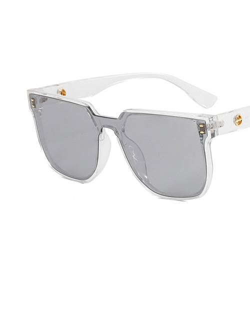 Fashion Transparent White Light Gray Pc Square Large Frame Sunglasses
