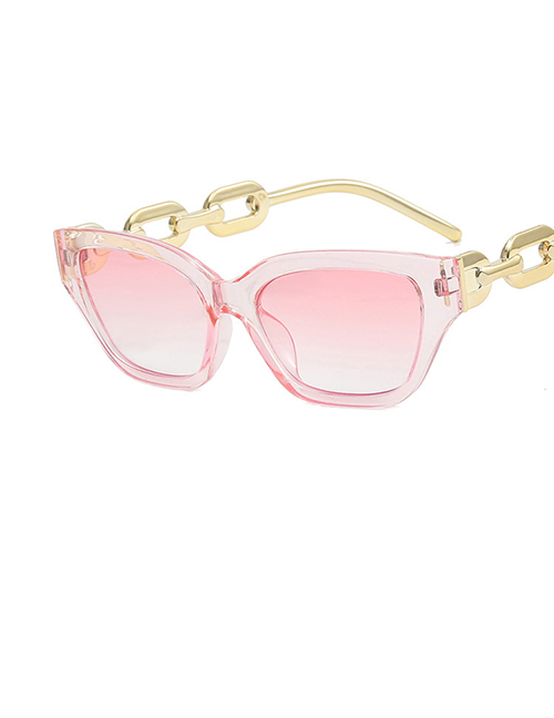 Fashion Powder Frame Double Powder Metal Cat Eye Small-frame Chain Leg Sunglasses
