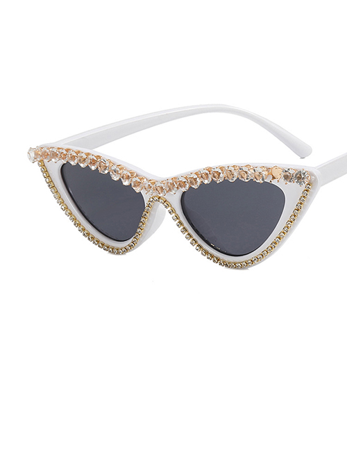 Fashion White Pc Diamond Cat Eye Sunglasses