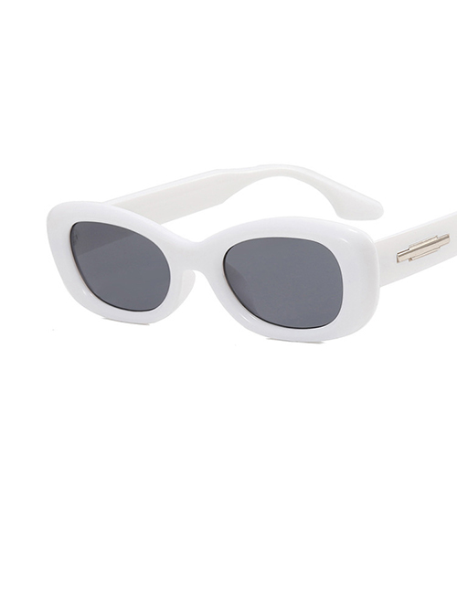 Fashion Solid White Ash Cat Eye Oval Small Frame Sunglasses