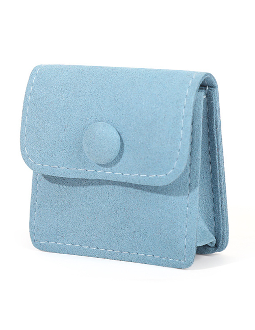 Fashion Light Blue Microfiber Snap Button Bag