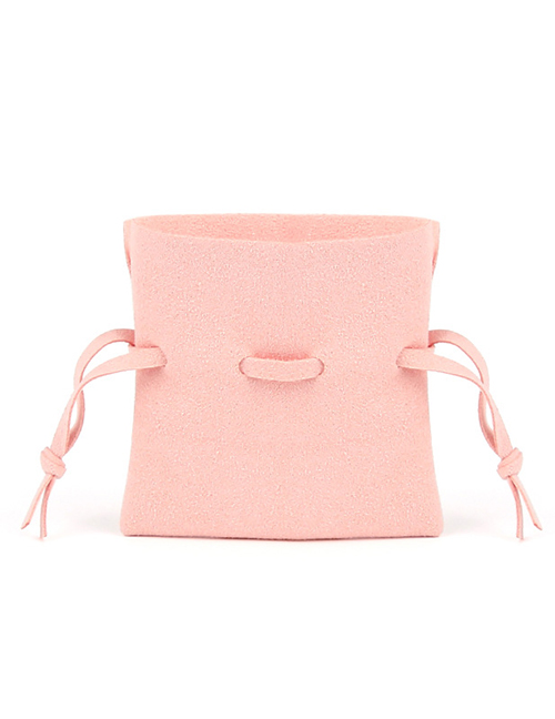 Fashion Pink Microfiber Faux Leather Pouch Bracelet Jewelry Bag