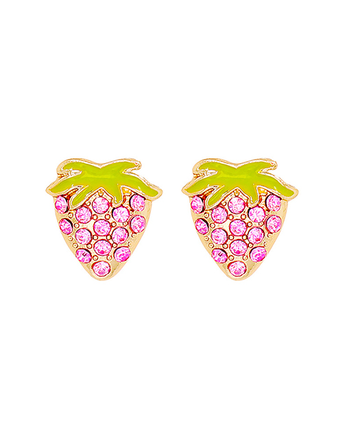 Fashion Rose Red Alloy Strawberry Stud Earrings