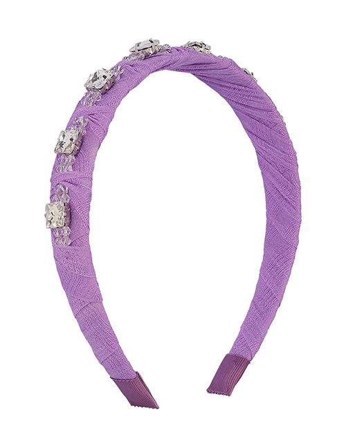 Fashion Purple Fabric Diamond Braided Headband