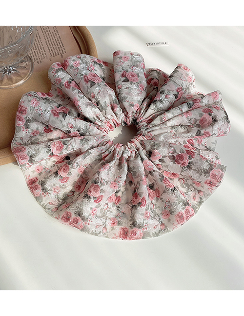 Fashion 1# Pink-print Fabric Floral Hair Tie