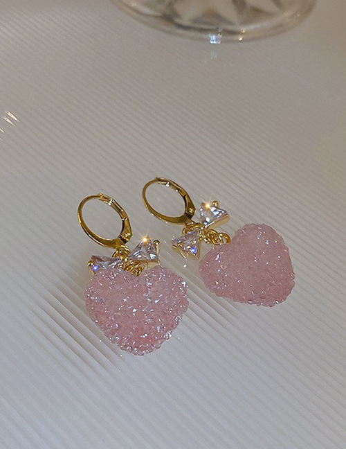 Fashion 8# Ear Buckle--pink Alloy Diamond Bow Love Fudge Earrings