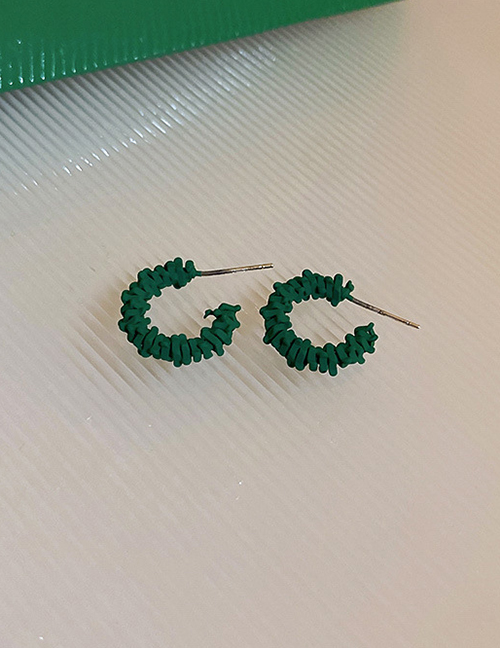 Fashion 2# Green C-shaped Earrings Alloy Geometric Pleated C-shaped Earrings